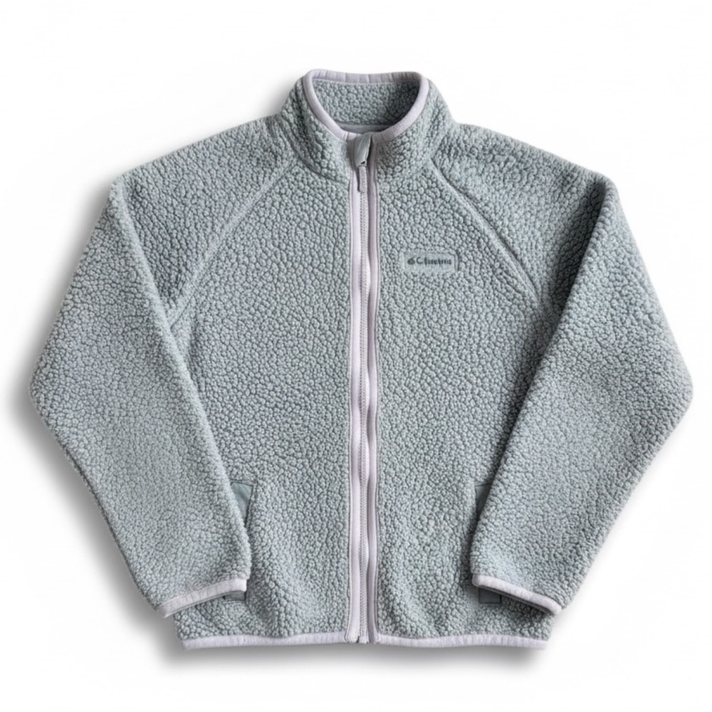 Columbia Sherpa Fleece Full Zip Jacket Gray Lavender Travel Outdoor Youth M